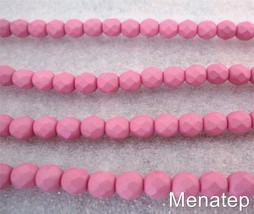 25 6mm Czech Glass Fire Polished Beads: Saturated Pink - $3.03
