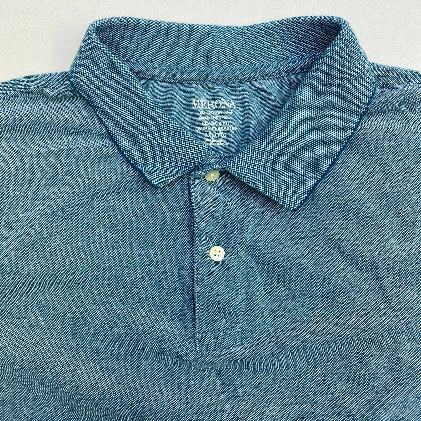 Merona Polo Shirt Mens XXL Blue Short Sleeve Casual - Polos