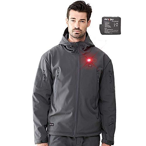 DEWBU Men's Soft Shell Heated Jacket with Battery Pack DB12 2.0 Gray