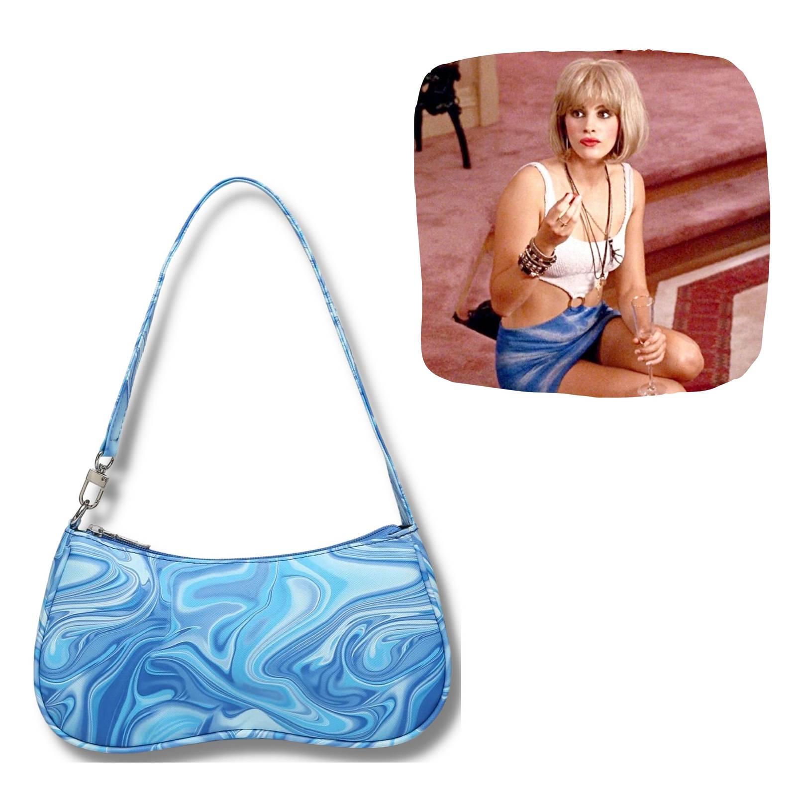 Pretty woman movie inspired purse blue marble handbag 80s 90s Fancy dress movie