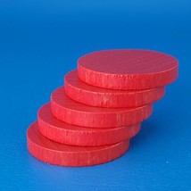 Agricola Board Game 5 Red Family Member Discs Wood Replacement Game Piece - $5.99