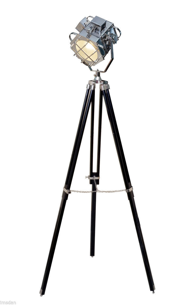 CINEMA STUDIO TRIPOD FLOOR LAMP - Hollywood-Vintage-Antique-Nautical ...