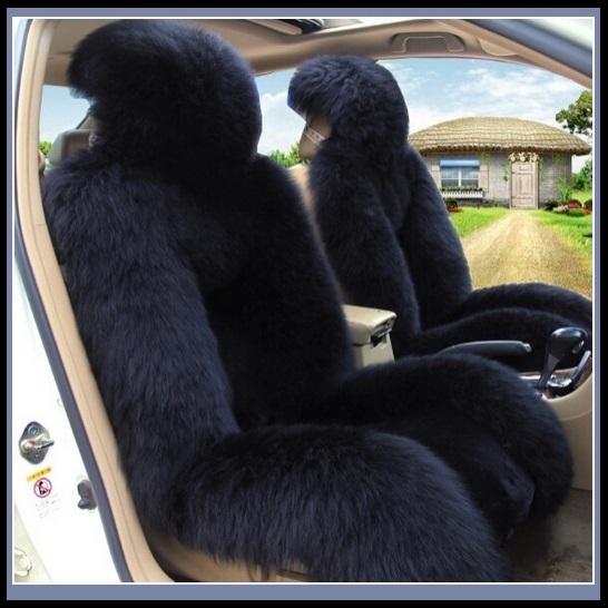 Fluffy Thick Black Luxury Australian Lambskin Woolen Fur Seat Cover