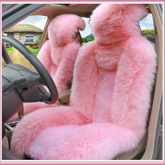 Fluffy Posh Pink Luxury Australian Lambskin Woolen Fur Seat Cover