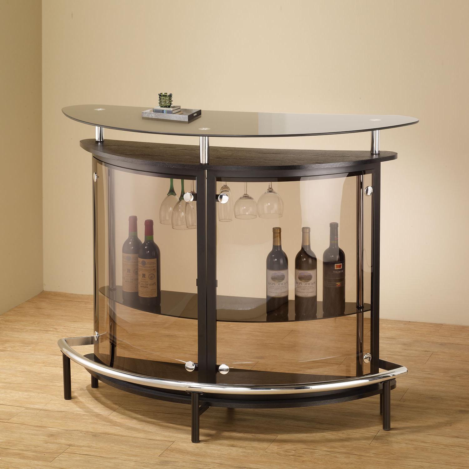 Home Mini Bar Stand Table Unit Footrest Tinted Glass Brown Luxury ...