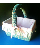 Easter Basket Country Kitchen Style Cloth Covered with Lace Trim Handmade  - $29.99