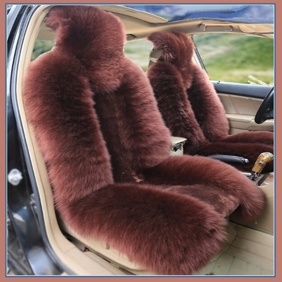 Fluffy Thick Mahogany Luxury Australian Lambskin Woolen Fur Seat Cover