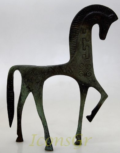 Ancient Greek Bronze Museum Statue Replica of Horse From Geometric Era (1121)