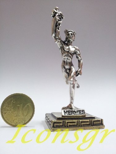 Ancient Greek Zamac Keyring Miniature Statue of Hermes (Silver) [Kitchen]