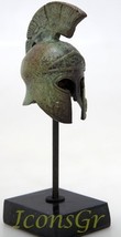 Ancient Greek Bronze Museum Replica of Athenian Helmet on a Base(1386-1) - $44.88