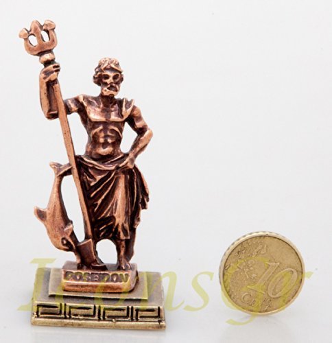 Ancient Greek Zamac Miniature Statue of Poseidon (Copper) [Kitchen]