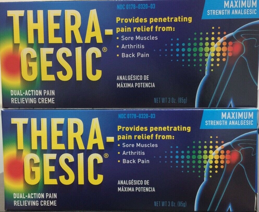 THERAGESIC Creme 3oz (Pack of 2) Sore Muscles Back Pain Arthritis EXP