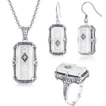 Women Turkish Silver 925 Jewelry Set Real 925 Silver Undefined White Aga... - $172.90