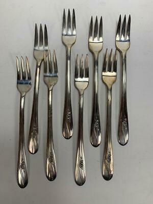 H&T Mfg Co 1940 Set of 8 Cocktail Forks Silverplate flatware MEADOW ...