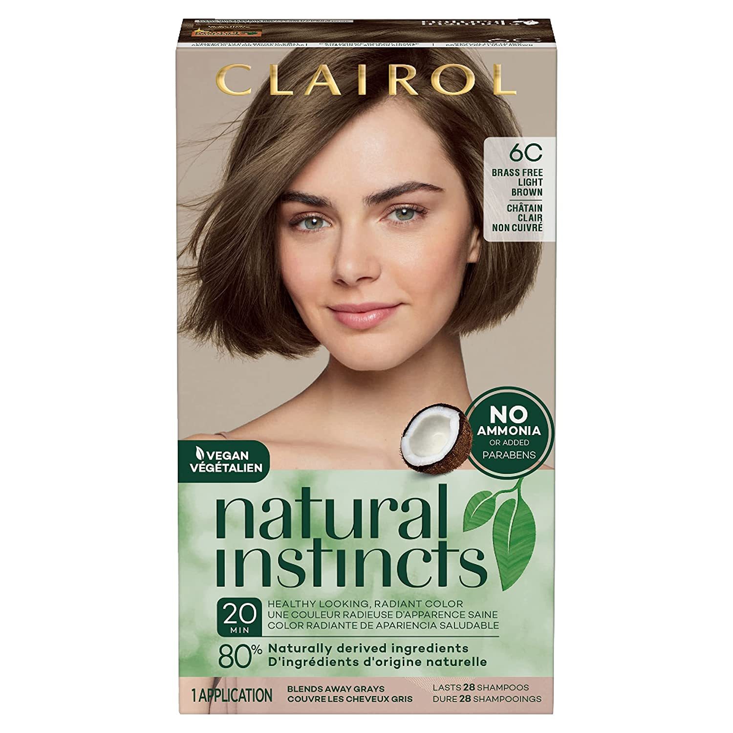 New Clairol Natural Instincts Semi-Permanent Hair Color, 6C Light Brown