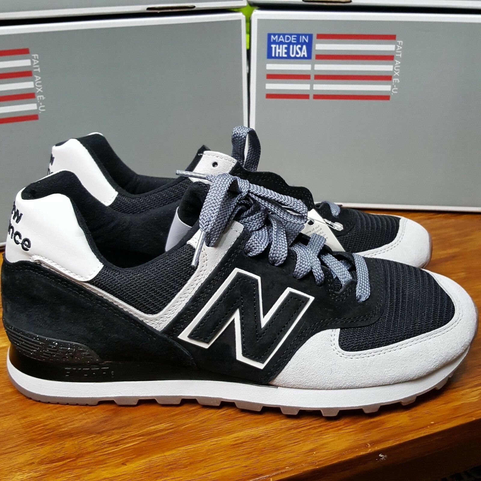 New Balance US574CM2 NB 574 Size 8 Suede Black White Made In USA shoes ...