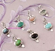 Oval Multi Gemstone Solid 925 Sterling Silver Handmade Pendant Necklaces... - $34.99