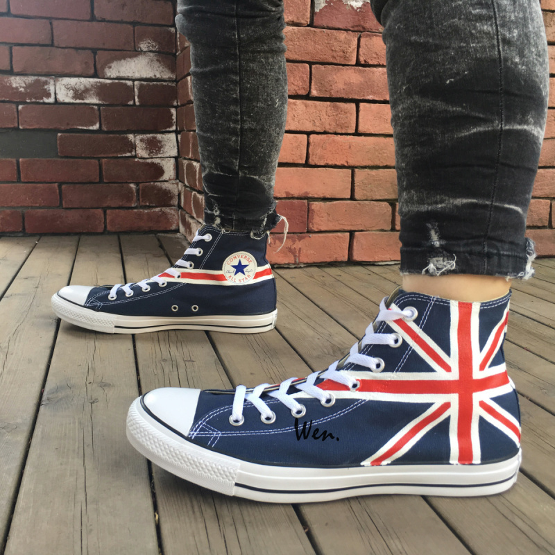 Union Jack UK Flag Converse All Star Men Women Sneakers Hand Painted Shoes