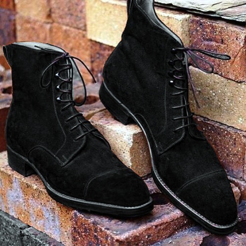 high ankle black boots for men