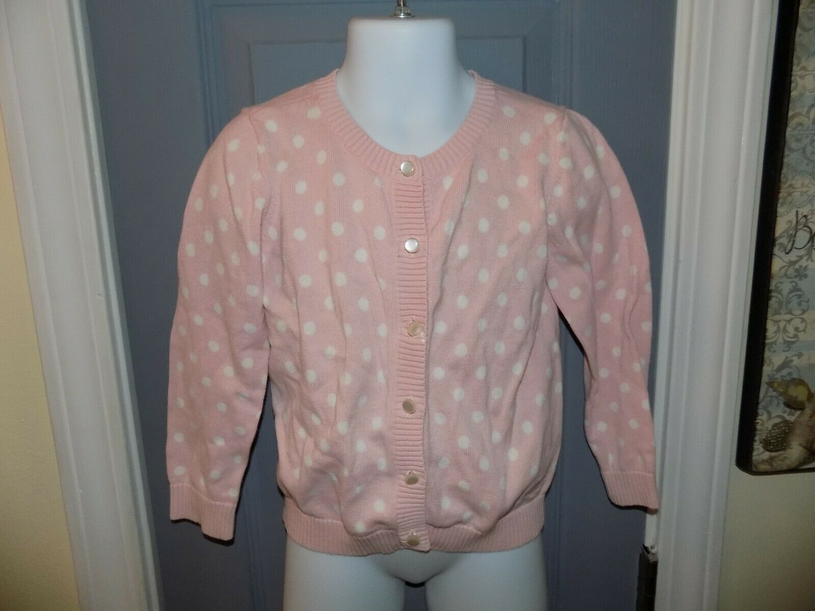 Primary image for Tommy Hilfiger Pink Polka-Dot Sweater Cardigan Size 3T Girl's EUC