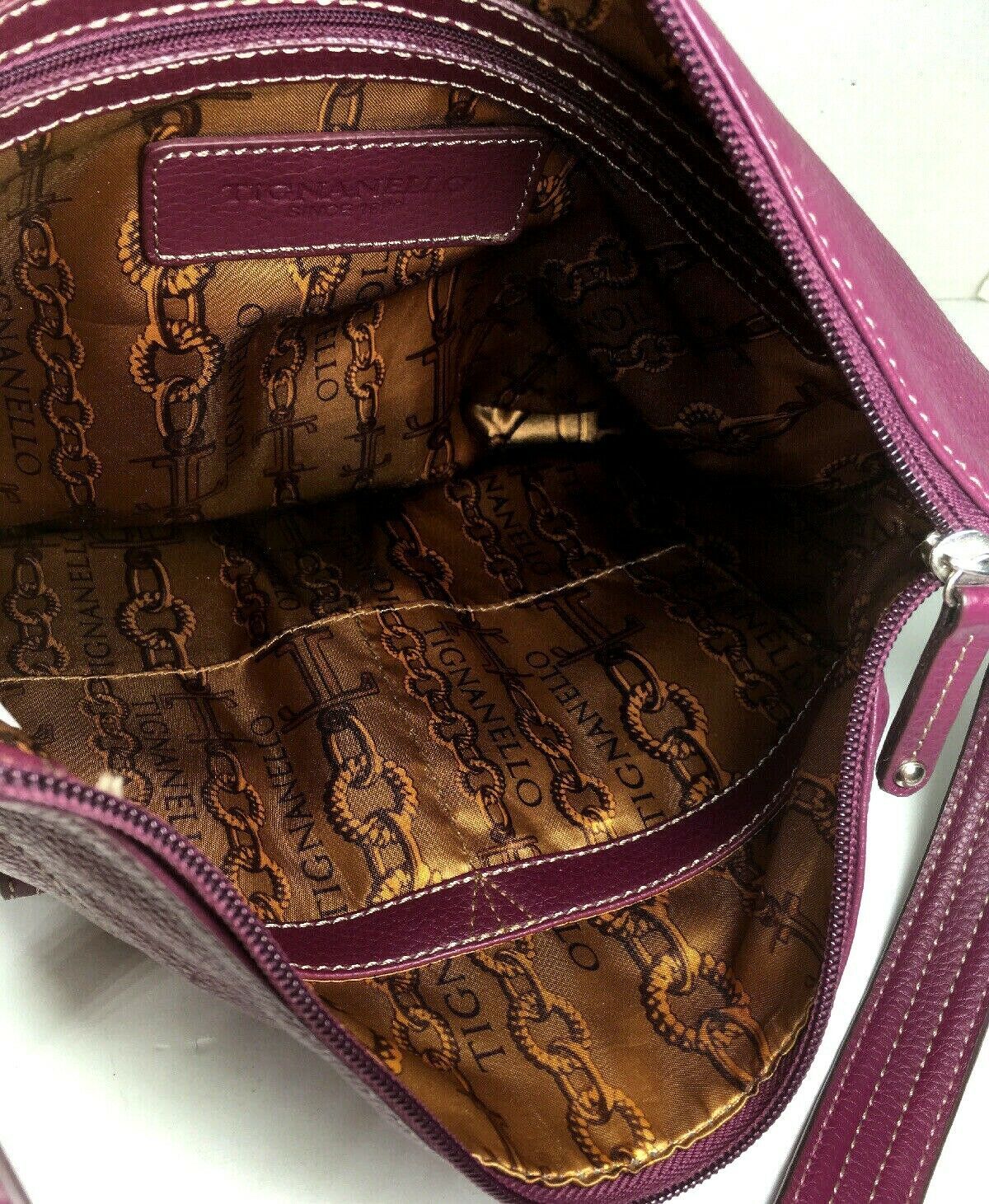 Tignanello Purple Soft Leather Crossbody Convertible Shoulder Bag ...