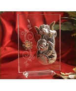 Italian Silver Guardian Angel icon on a glass stand  - $24.95