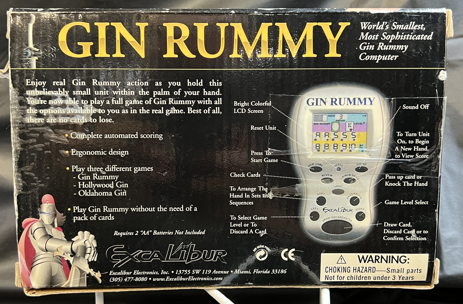 Talking Gin Rummy Excalibur Electronics Handheld Electronic Card Game Model 380 