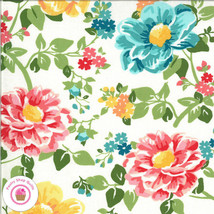 Moda Homestead 24090 11 White Red Blue Floral April Rosenthal Quilt Fabric - $5.99