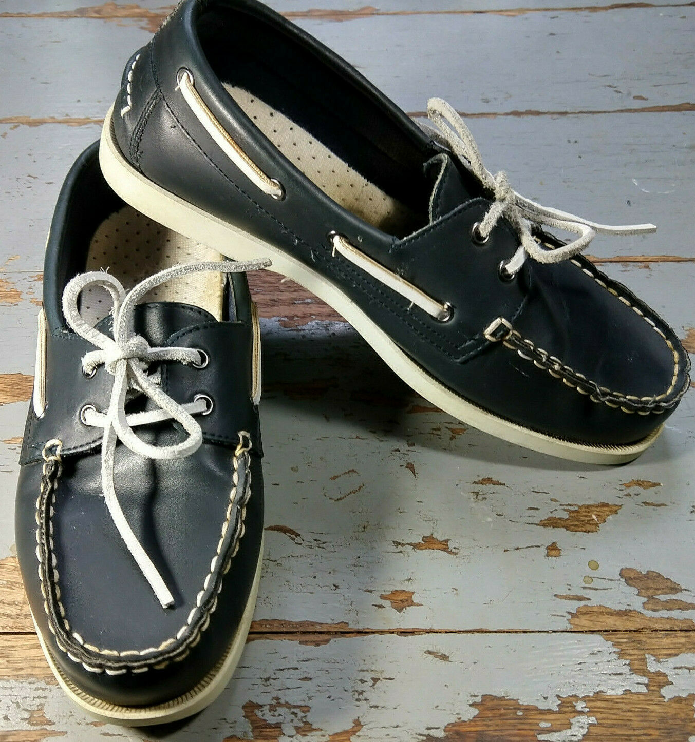 Vintage Thom McAn Classic Navy Boat Shoes Docksiders Size Men's 7M ...