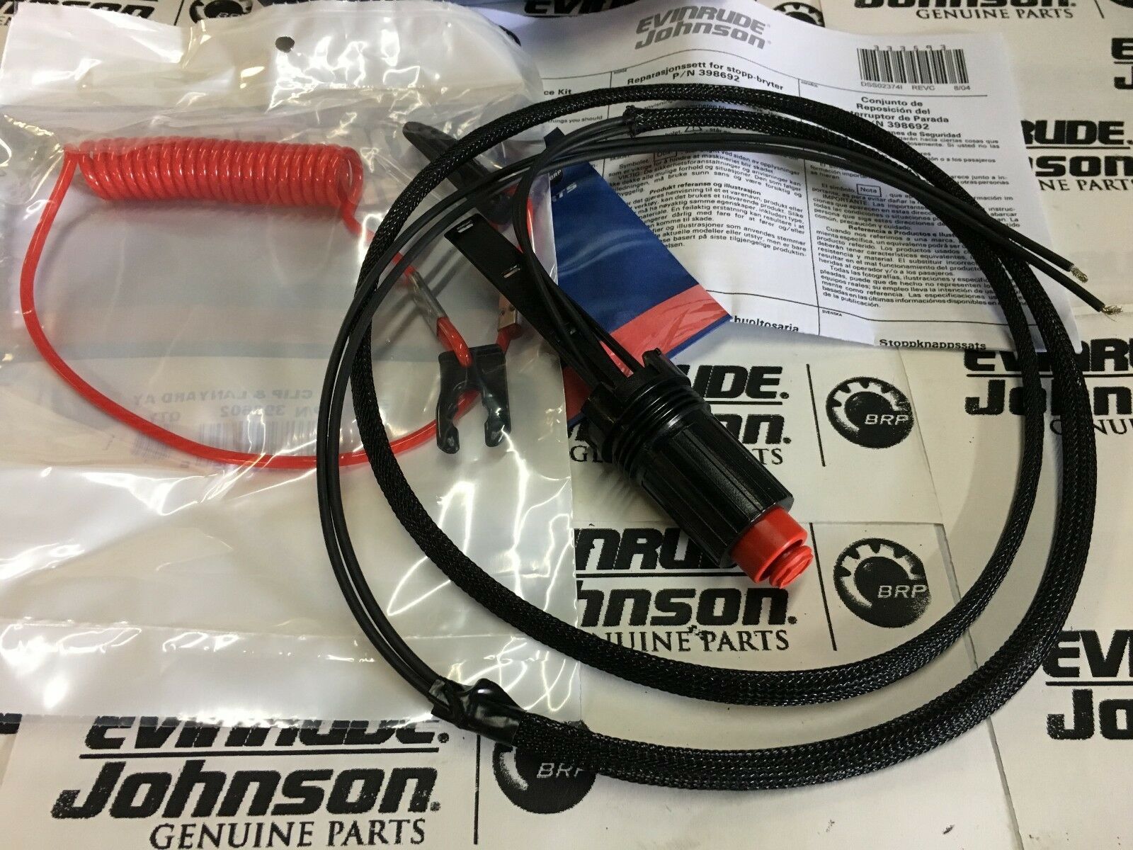 Evinrude Johnson 398692 Tiller Handle Stop Kill Switch Kit 0398692 Kit