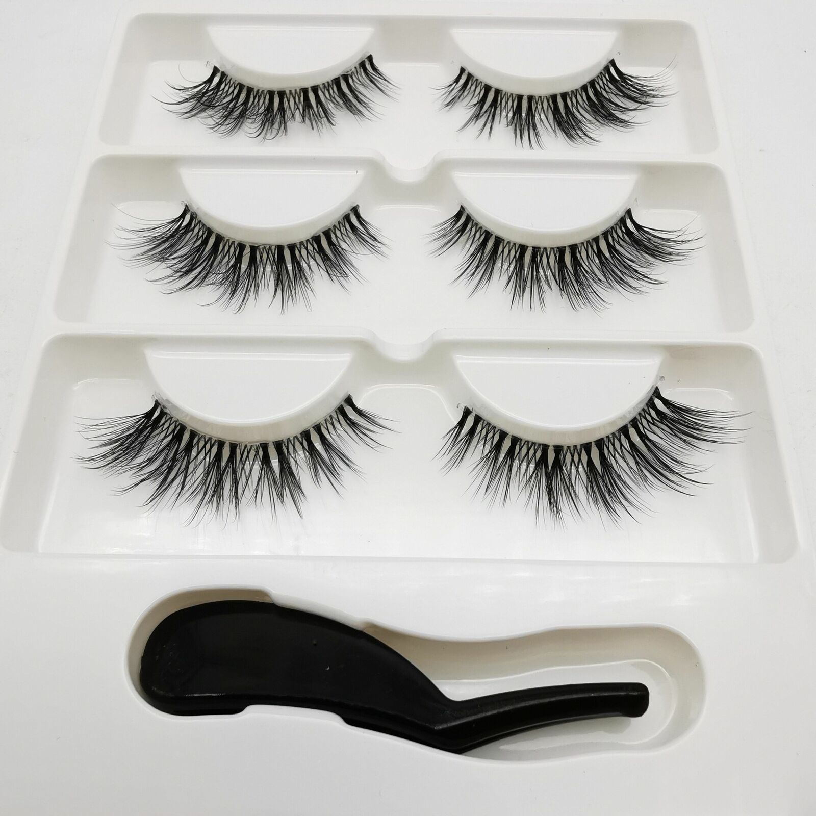 3 pairs Invisible Band Transparent 3D Mink Fur Lashes Long  Wispy