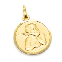 SOLID 18K YELLOW GOLD MEDAL, GUARDIAN ANGEL, 17 mm DIAMETER, VERY DETAILED image 5