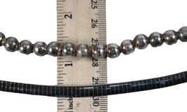 Lot 925 Sterling Silver Necklace 74.8g Omega Choker Bead Ball Solid Flat Chain image 3