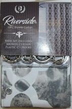 Riverside Thirteen Piece Shower Curtain Two Tone Gray Geometric Design image 1