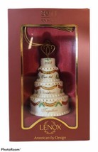 Lenox Our First Christmas 2008 Wedding Cake Ornament Ivory Gold Trim Tas... - $21.77