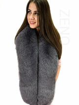 Fox Fur Boa 70' (180cm) Saga Furs Dark Gray Fur Stole Big And Royal Collar Scarf image 2