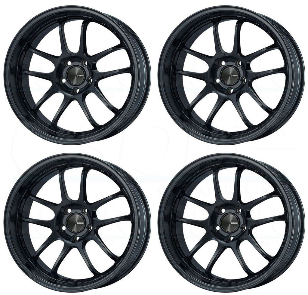 18x7.5/18x8.5 Enkei Pf01 5x100 45/48 Black Paint Wheels Rims Set(4 ...