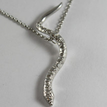 SOLID 18K WHITE GOLD SNAKE PENDANT WITH DIAMONDS CT 0.27 NECKLACE, MADE IN ITALY image 1