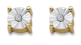 ROUND DIAMOND ACCENT STUD EARRINGS GP 14K GOLD STERLING SILVER - $85.49