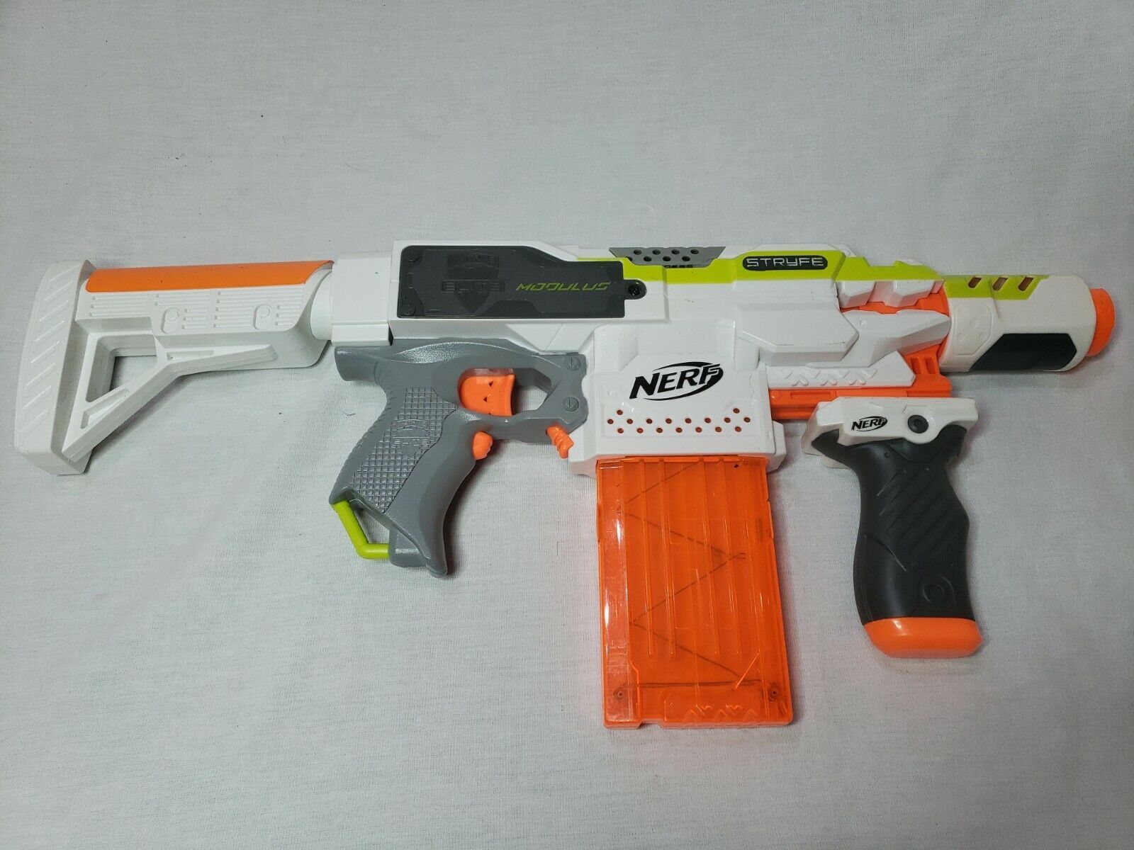 Nerf Stryfe Strike modulus White Blaster with 6 Dart Clip Tested and ...