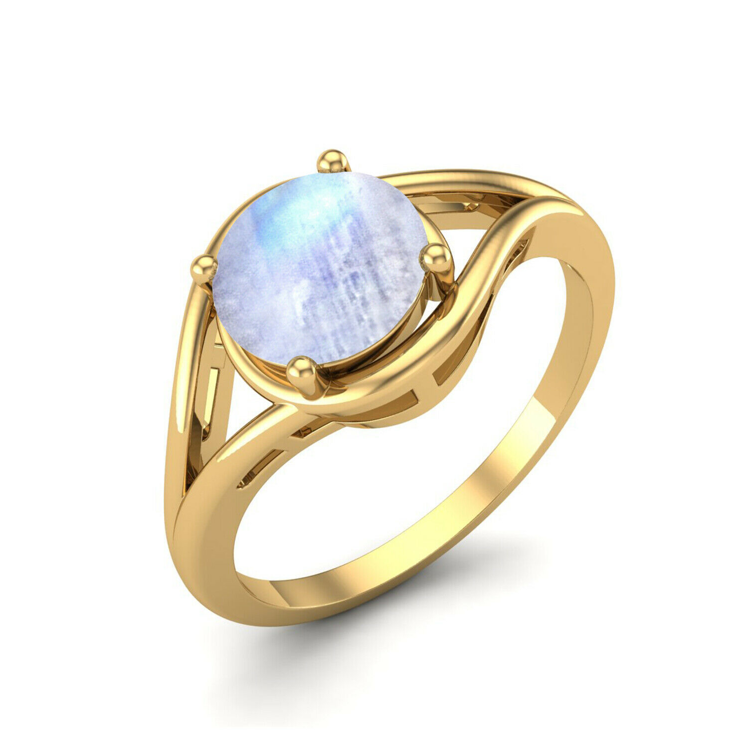 0.40 Ctw Round Moonstone 9K Yellow Gold Solitaire Women Ring