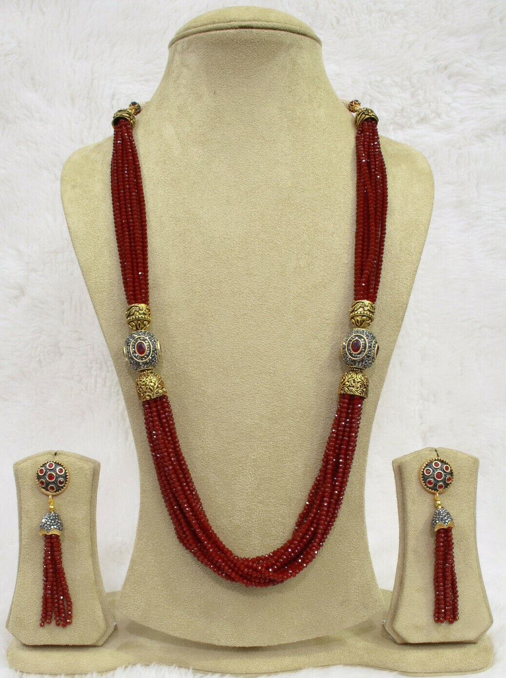 Women Eid Gift Long Jaipuri Necklace Red String Bollywood Indian ...