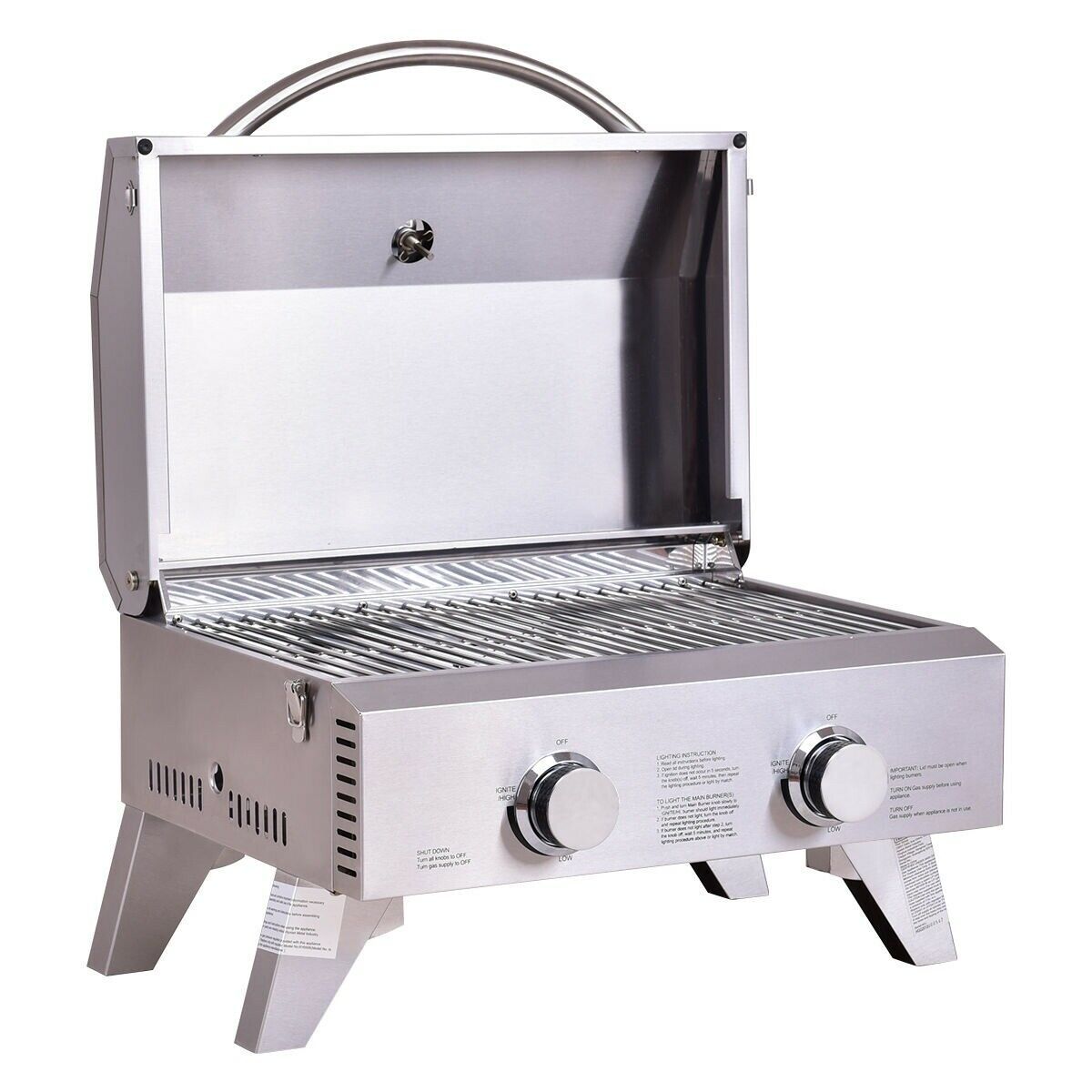 2 Burner Portable Stainless Steel Bbq Table Top Grill For Outdoors Barbecues Grills And Smokers 1204