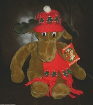 Vintage 1987 commonwealth christmas moostletoe moose stuffed animal with book - $45.45