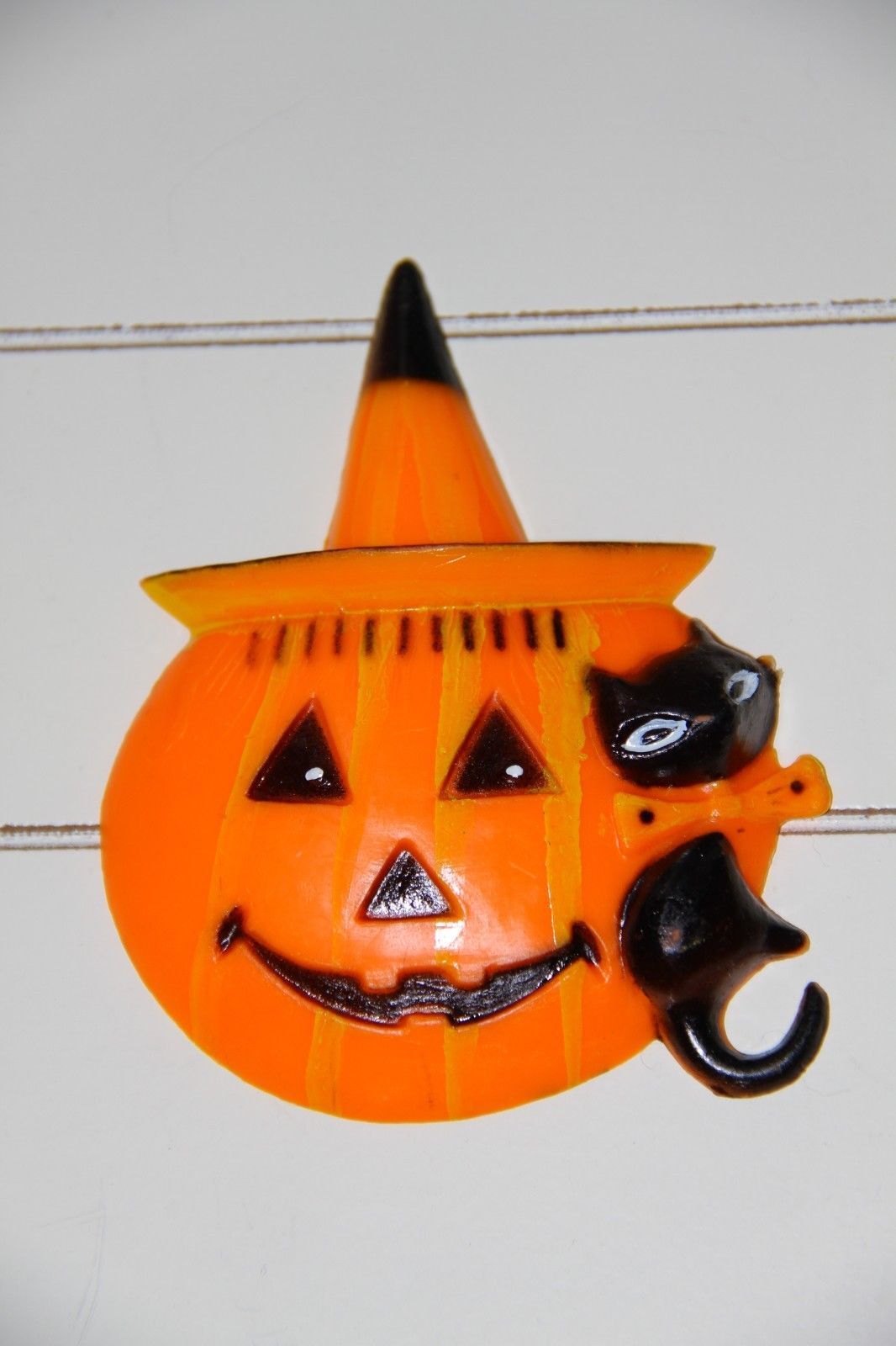 SET OF 6 VINTAGE HALLOWEEN CAKE CUPCAKE TOPPER PICKS ORNAMENT CAT WITCH MOON