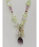 Necklace LE String Multi Color Beads Chips Faceted Purple Lime Yellow Pink - $8.45