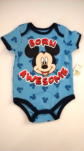 Disney Baby Boy Mickey Mouse Born Awesome Size 6-9 Months One Piece   - $5.99