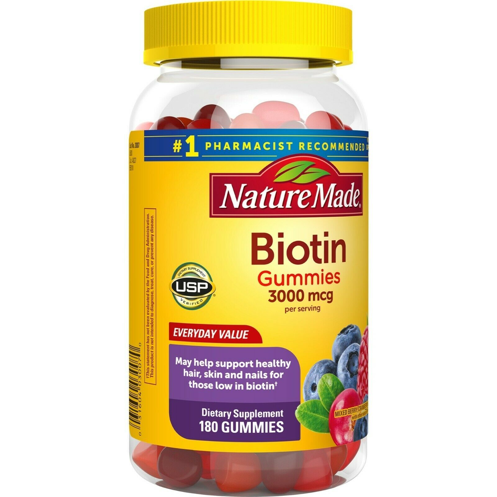 Nature Made Biotin 3000 mcg Gummies, 180 Ct For Healthy