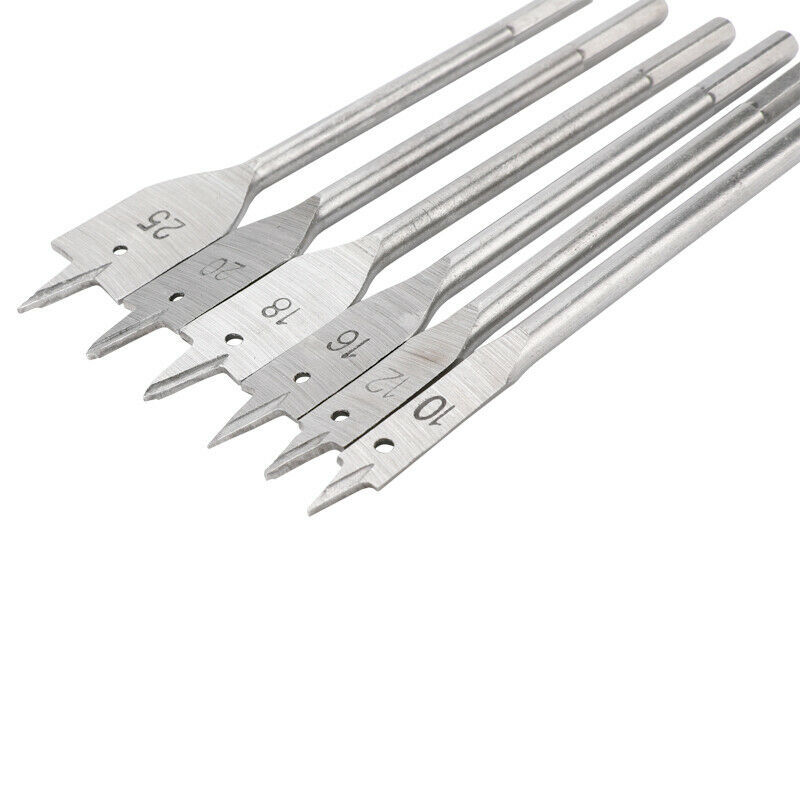 6pcs Spade Flat Wood Bits 3/8Inch to 1Inch Spade Drill Bit Assortment