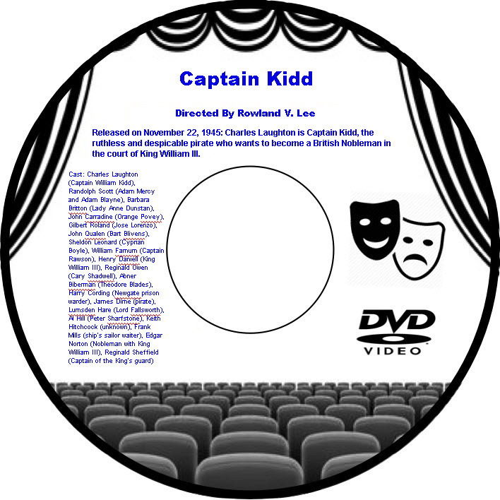 Captain Kidd 1945 DVD Film Adventure Charles Laughton Randolph Scott Barbara Bri
